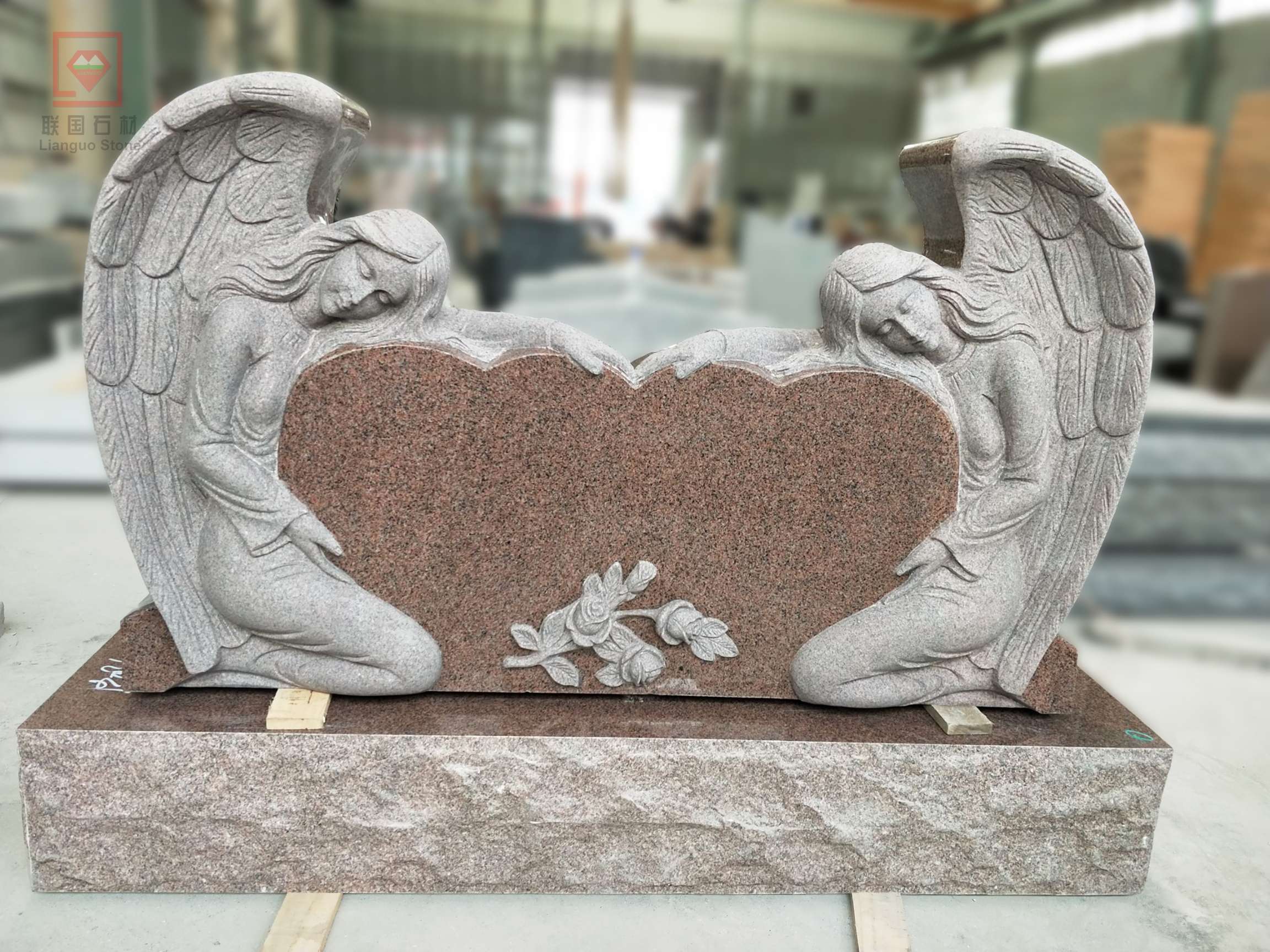 America Cross Customized Granite Monument Case